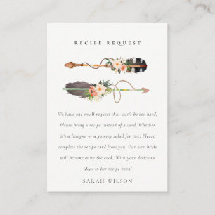 Boho Feather Bloem Pijl Bruidsverzoek Informatiekaartje