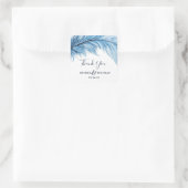 Boho Feather Blue & White Wedding Dank je Vierkante Sticker (Tas)