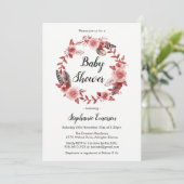 Boho Feather Bourgondië Blush Baby shower Invitati Kaart (Staand voorkant)