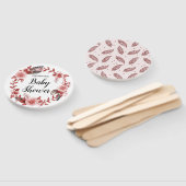 Boho Feather Bourgondië Roos krans Baby shower Handwaaier (Niet-gemonteerd)