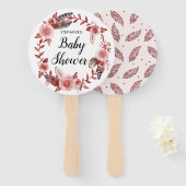 Boho Feather Bourgondië Roos krans Baby shower Handwaaier (Voorkant en achterkant)