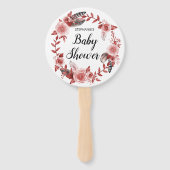Boho Feather Bourgondië Roos krans Baby shower Handwaaier (Voorkant)