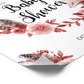 Boho Feather Bourgondië Roos krans Baby shower Poster (Hoek)
