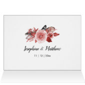 Boho Feather Bourgondië Roos krans bruiloft Bedank (Binnen Horizontaal (Boven))