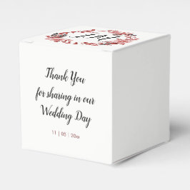 Boho Feather Bourgondië Roos krans monogram Bedankdoosjes