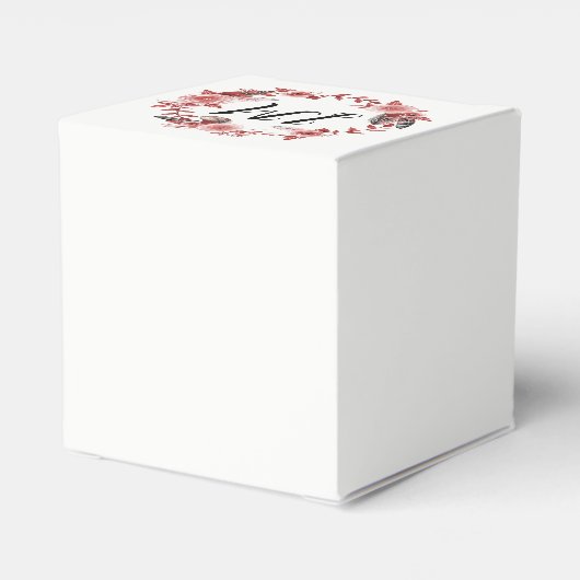 Boho Feather Bourgondië Roos krans monogram Bedankdoosjes (Achterkant)