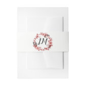 Boho Feather Bourgondië Roos krans monogram Uitnodigingen Wikkel (Voorkant Voorbeeld)