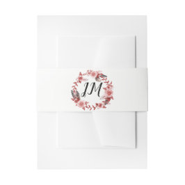 Boho Feather Bourgondië Roos krans monogram Uitnodigingen Wikkel