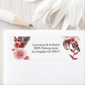 Boho Feather Bourgondië Roos kransadres Etiket (Insitu)