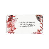 Boho Feather Bourgondië Roos kransadres Etiket (Voorkant)