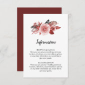 Boho Feather Bourgondië Roos Trouwinformatie Informatiekaartje (Voorkant / Achterkant)
