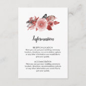 Boho Feather Bourgondië Roos Trouwinformatie Informatiekaartje (Voorkant)