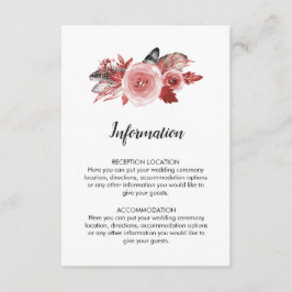 Boho Feather Bourgondië Roos Trouwinformatie Informatiekaartje