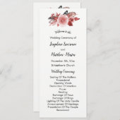 Boho Feather Bourgondië Roos Trouwprogramma's Programmakaart (Voorkant / Achterkant)