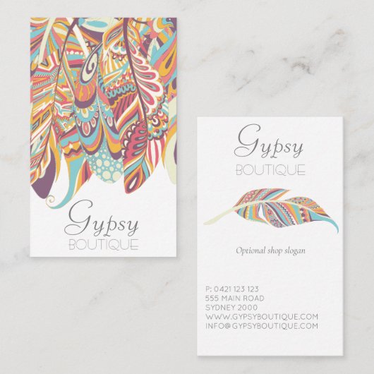 Boho Feather Boutique Visitekaartje (Voorkant / Achterkant)
