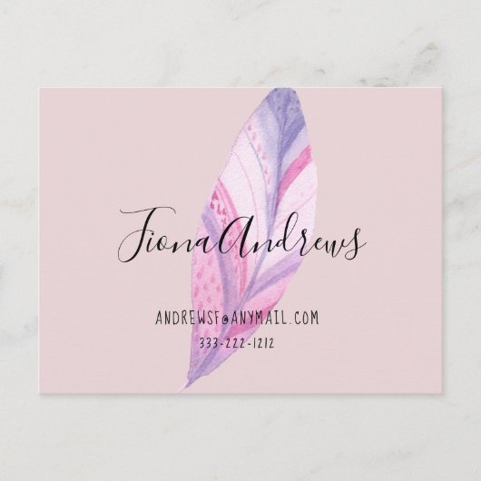 Boho Feather Business Postcard Briefkaart (Voorkant)