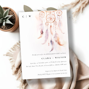 Boho Feather Dreamcatcher Waterverf Verloving Kaart
