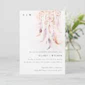 Boho Feather Dreamcatcher Wedding Jubileum Kaart (Staand voorkant)