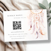 Boho Feather Dreamcatcher Wedding RSVP QR Code Informatiekaartje