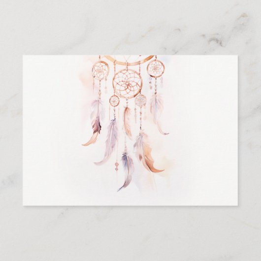 Boho Feather Dreamcatcher Wedding RSVP QR Code Informatiekaartje (Achterkant)
