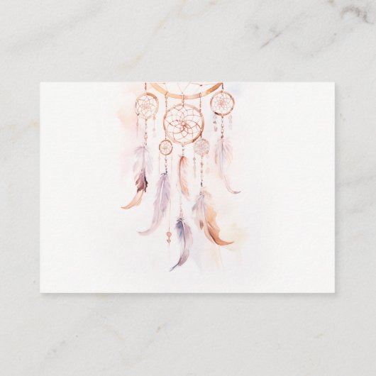 Boho Feather Dreamcatcher Wedding Wishing Well Informatiekaartje (Achterkant)