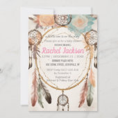 Boho Feather Dreamweaver Baby shower Waterverf Kaart (Voorkant)