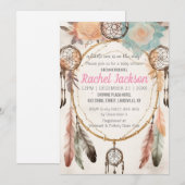 Boho Feather Dreamweaver Baby shower Waterverf Kaart (Voorkant / Achterkant)