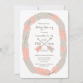 Boho Feather en Arrow Girl Baby shower Uitnodiging (Voorkant)
