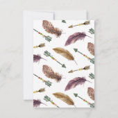 Boho Feather en Floral Wreath Birthday Invitation Kaart (Achterkant)