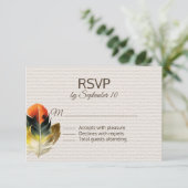 Boho Feather Fall Wedding RSVP Kaartje (Staand voorkant)