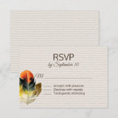 Boho Feather Fall Wedding RSVP Kaartje (Voorkant / Achterkant)