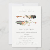 Boho Feather Floral Arrow Vrijgezellenfeest Invite Bedankkaart (Voorkant)