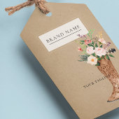 Boho Feather Floral Boot QR Code Hang Label W/Stri Cadeaulabel