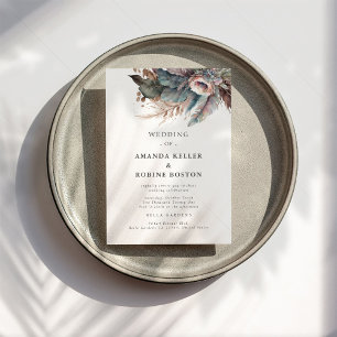 Boho Feather Floral bruiloft uitnodiging