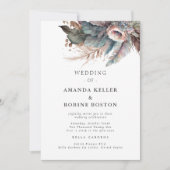 Boho Feather Floral bruiloft uitnodiging (Voorkant)