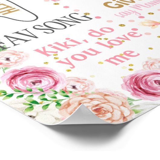 Boho Feather Floral Flowers Birthday Party sign Poster (Hoek)