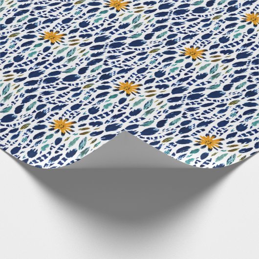 Boho Feather & Floral Pattern Cadeaupapier (Hoek)