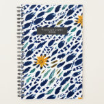 Boho Feather & Floral Pattern Planner<br><div class="desc">Abstract veer geïnspireerd design met bloemen boho patroon. Geef de naam in de grijze rechthoek aan de voorkant aan.</div>