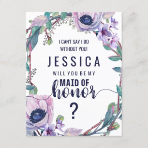 Boho Feather & Floral word je mijn bruidsmeisje Kaart