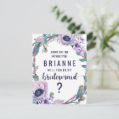 Boho Feather & Floral word jij mijn bruidsmeisje Kaart (Staand voorkant)