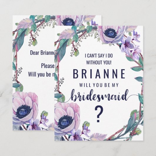 Boho Feather & Floral word jij mijn bruidsmeisje Kaart (Voorkant / Achterkant)