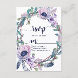 Boho Feather & Floral Wreath Bruiloft RSVP Reactie
