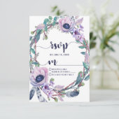 Boho Feather & Floral Wreath Bruiloft RSVP Reactie Kaartje (Staand voorkant)