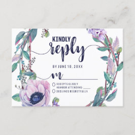 Boho Feather & Floral Wreath Trouwantwoord RSVP