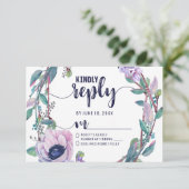 Boho Feather & Floral Wreath Trouwantwoord RSVP (Staand voorkant)