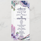 Boho Feather & Floral Wreath Trouwprogramma Programmakaart (Voorkant / Achterkant)