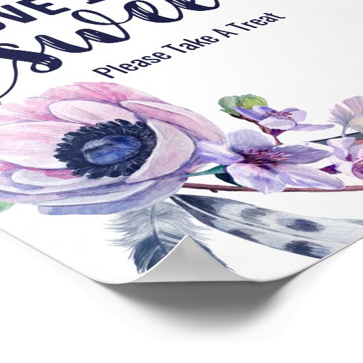 Boho Feather & Floral Wreath Wedding Love is Sweet Poster (Hoek)