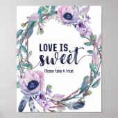 Boho Feather & Floral Wreath Wedding Love is Sweet Poster (Voorkant)