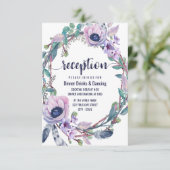 Boho Feather & Florale Wreath Bruiloftsreceptie Kaart (Staand voorkant)