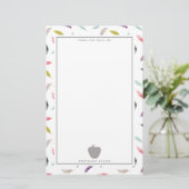 Boho Feather Gray Apple-leraar Briefpapier (Staand voorkant)